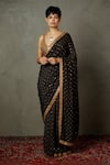 Buy_RI.Ritu Kumar_Black Silk, Viscose Embroidery Sweetheart Sohini Saree With Sleeveless Blouse 