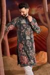 Buy_Kasbah_Green Georgette Embroidery Floral Print Kurta _at_Aza_Fashions