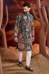 Kasbah_Green Georgette Embroidery Floral Print Kurta _Online_at_Aza_Fashions