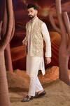 Buy_Kasbah_Gold Tissue Sequins, Embroidery Designer Nehru Jacket _at_Aza_Fashions