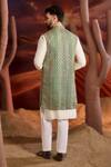Shop_Kasbah_Green Georgette Embroidery Designer Nehru Jacket _at_Aza_Fashions