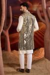 Shop_Kasbah_Black Georgette Designer Nehru Jacket _at_Aza_Fashions