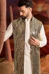 Buy_Kasbah_Black Georgette Designer Nehru Jacket _Online_at_Aza_Fashions