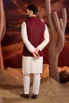 Shop_Kasbah_Maroon Silk Embroidery Designer Nehru Jacket _at_Aza_Fashions
