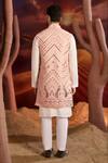 Shop_Kasbah_Pink Georgette Sequins, Embroidery Designer Nehru Jacket _at_Aza_Fashions