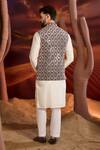 Shop_Kasbah_Blue Silk Embroidery Designer Nehru Jacket _at_Aza_Fashions