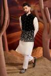 Buy_Kasbah_Black Velvet Embroidery Designer Nehru Jacket _at_Aza_Fashions