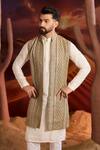Buy_Kasbah_Green Georgette Embroidery Designer Nehru Jacket _at_Aza_Fashions