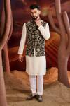 Buy_Kasbah_Black Georgette Embroidery, Zari Designer Floral Nehru Jacket _at_Aza_Fashions