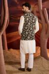 Shop_Kasbah_Black Georgette Embroidery, Zari Designer Floral Nehru Jacket _at_Aza_Fashions