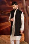 Buy_Kasbah_Black Silk Embroidery Designer Nehru Jacket _at_Aza_Fashions