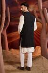 Shop_Kasbah_Black Silk Embroidery Designer Nehru Jacket _at_Aza_Fashions