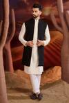 Buy_Kasbah_Black Silk Embroidery Designer Nehru Jacket _Online_at_Aza_Fashions