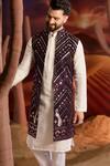 Buy_Kasbah_Purple Georgette Embroidery, Sequins Designer Nehru Jacket _at_Aza_Fashions