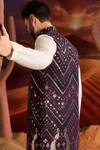 Buy_Kasbah_Purple Georgette Embroidery, Sequins Designer Nehru Jacket _Online_at_Aza_Fashions