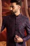 Buy_Kasbah_Blue Silk Sequins, Embroidery Designer Bandhgala _Online_at_Aza_Fashions