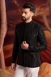 Buy_Kasbah_Black Silk Designer Bandhgala _at_Aza_Fashions