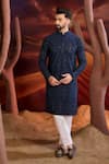 Buy_Kasbah_Blue Silk Sequins, Embroidery Designer Classic Kurta _Online_at_Aza_Fashions