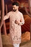 Buy_Kasbah_Pink Georgette Sequins, Embroidery Designer Classic Kurta _at_Aza_Fashions