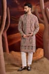 Kasbah_Purple Georgette Embroidery Designer Classic Kurta _Online_at_Aza_Fashions