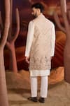 Shop_Kasbah_Beige Georgette Sequins, Embroidery Designer Nehru Jacket _at_Aza_Fashions