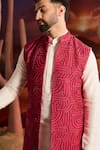 Buy_Kasbah_Pink Silk Embroidery Designer Nehru Jacket _Online_at_Aza_Fashions
