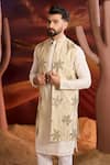 Buy_Kasbah_Gold Tissue Embroidery Designer Nehru Jacket _at_Aza_Fashions