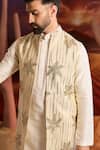 Buy_Kasbah_Gold Tissue Embroidery Designer Nehru Jacket _Online_at_Aza_Fashions