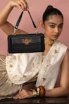 Shop_Miri_Black Embroidery Queenbee Hand Wallet Sling _at_Aza_Fashions