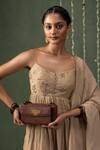 Buy_Miri_Brown Embroidery Hand Wallet Wrist Sling _at_Aza_Fashions