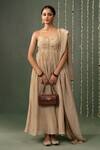 Shop_Miri_Brown Embroidery Hand Wallet Wrist Sling _at_Aza_Fashions