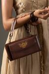 Buy_Miri_Brown Embroidery Hand Wallet Wrist Sling 