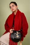 Shop_Miri_Black Embroidery Designer White Daisy Sling Bag _at_Aza_Fashions
