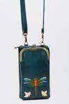 Shop_Miri_Blue Embroidery Hand Dragonfly Mobile Wallet Sling 
