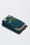 Shop_Miri_Blue Embroidery Hand Dragonfly Mobile Wallet Sling _Online_at_Aza_Fashions