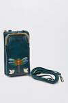 Buy_Miri_Blue Embroidery Hand Dragonfly Mobile Wallet Sling 