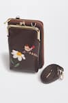 Buy_Miri_Brown Embroidery Hand Chirpy Bloom Wallet Sling _Online