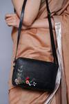 Miri_Black Embroidery, Zari Hand Golden Rose Sling Bag _Online_at_Aza_Fashions