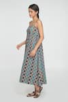 Sinjhar_Multi Color Cotton Square Neck Midi Dress _Online_at_Aza_Fashions