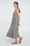 Shop_Sinjhar_Multi Color Cotton Square Neck Midi Dress _Online_at_Aza_Fashions