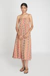 Buy_Sinjhar_Red Cotton Round Neck Midi Dress _at_Aza_Fashions