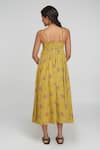 Shop_Sinjhar_Yellow Cotton Round Neck Floral Midi Dress _at_Aza_Fashions