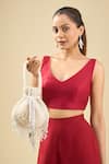 Buy_Tasna_White Beads, Tassels Beaded Potli Bag _at_Aza_Fashions