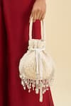 Shop_Tasna_White Beads, Tassels Beaded Potli Bag _Online_at_Aza_Fashions