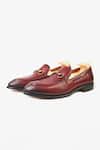Buy_Whitemuds_Burgundy Buckles Adam Slip Ons _at_Aza_Fashions