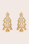 Shop_ZEVAR BY GEETA_Gold Plated Stones Designer Kundan Polki Jhumka Earrings _at_Aza_Fashions