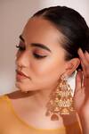 Buy_ZEVAR BY GEETA_Gold Plated Stones Designer Kundan Polki Jhumka Earrings _at_Aza_Fashions