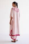 Shop_Devnaagri_Blush Tussar Pom-poms V-neck Pink Embroidered Kaftan Set _at_Aza_Fashions