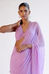 Buy_Devnaagri_Purple Modal, Chiffon, Silk Organza, Satin Sequins, Embroidery Halter Saree Set _Online_at_Aza_Fashions