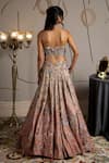 Buy_Moledro_Taupe Organza, Net Sequins, Embroidery Sweetheart Neck And Pink Nova Lehenga Set _Online_at_Aza_Fashions